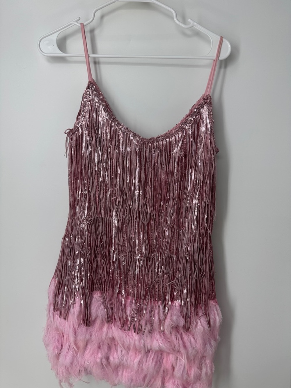 Triple Threads worn once Fringe & Feather Camisole dress-Pink